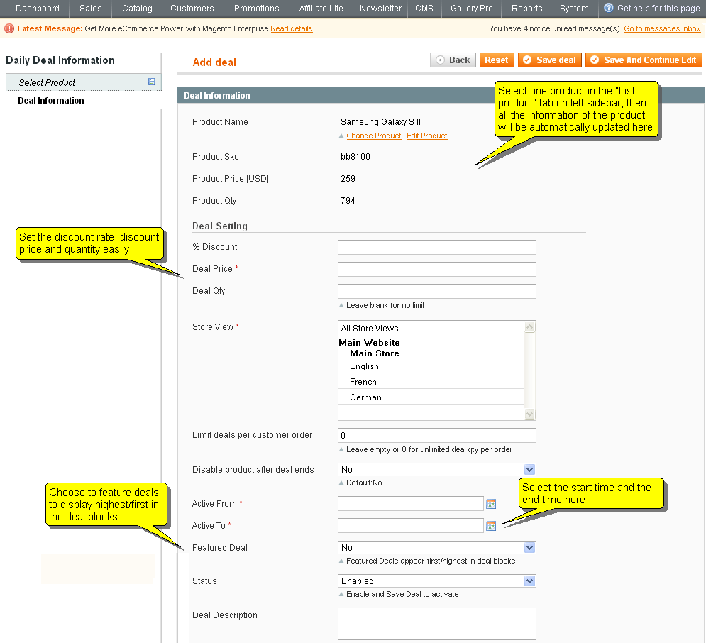 Magento Daily Deal Extension