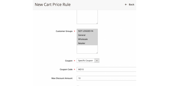 New Cart Price Rule 