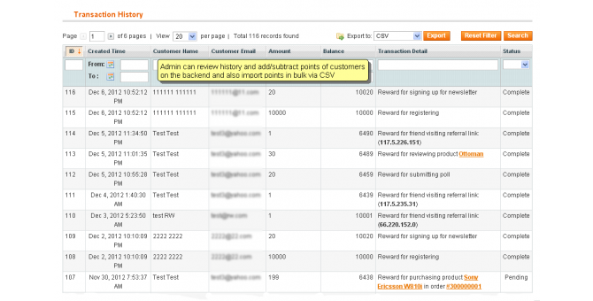 Transaction History