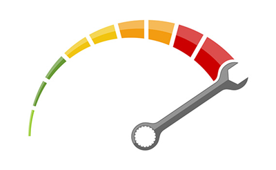 a wrench spinning clockwise to the left which indicated it being from low to the highest level