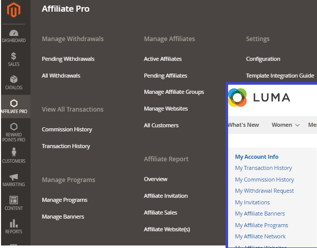 interface for Magento 2 affilate interface for Magento 2 affilate