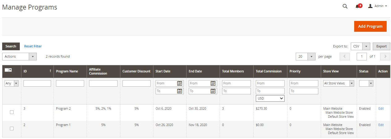 Effective programs management of Magento 2 Affiliate