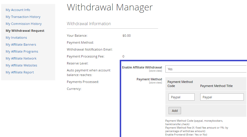 Commissions withdrawal for Magento 2 affiliate Commissions withdrawal for Magento 2 affiliate