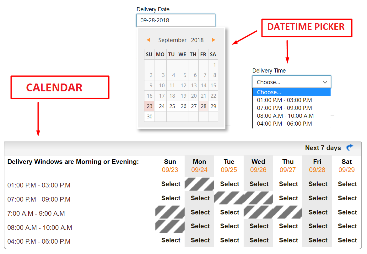 Adjustable time-picking board for Magento 2 Advanced Delivery Schedule