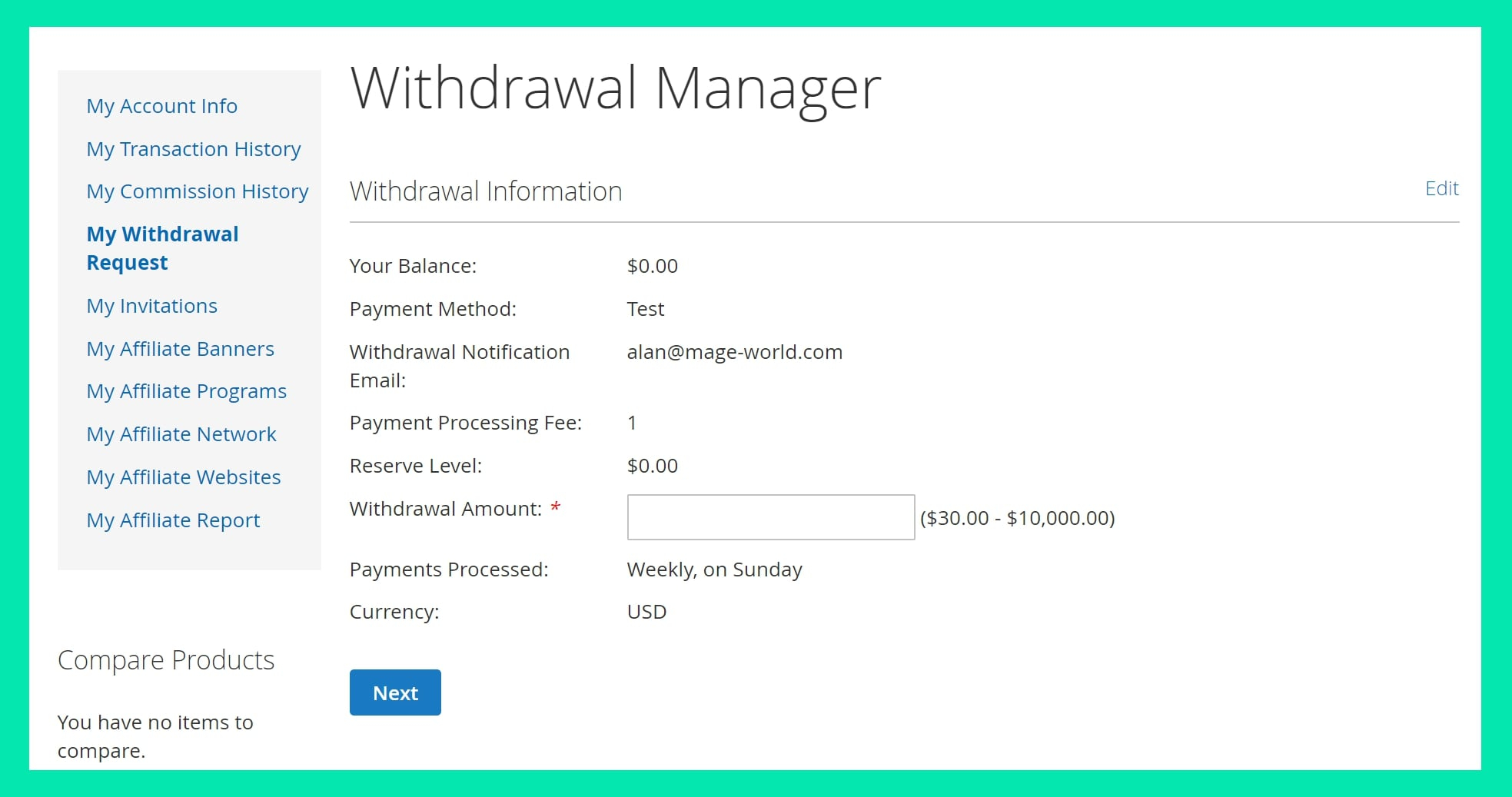 Commissions withdrawal for Magento 2 affiliate Commissions withdrawal for Magento 2 affiliate