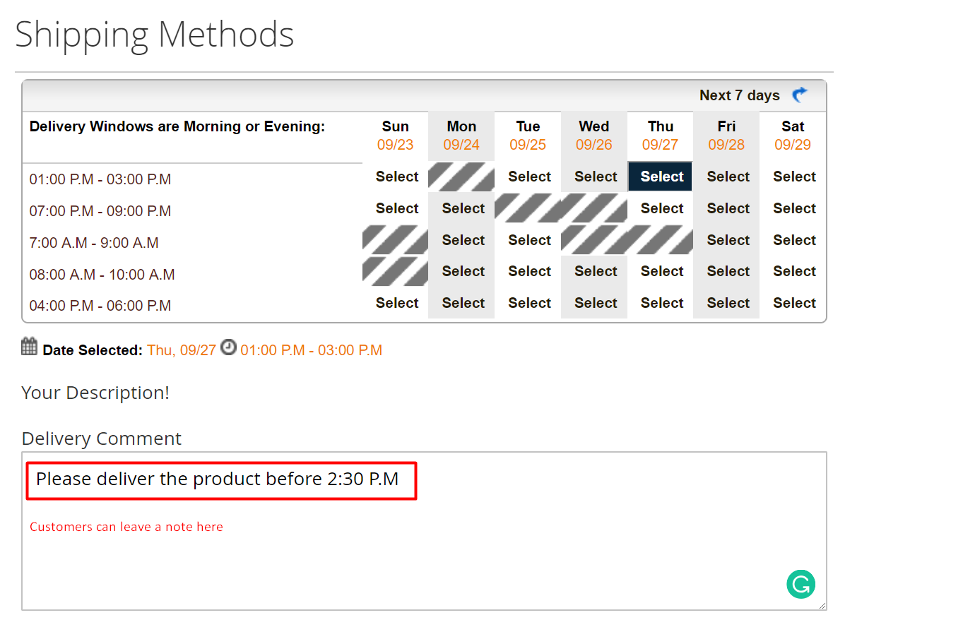 Delivery note for Magento 2 Advanced Delivery Schedule