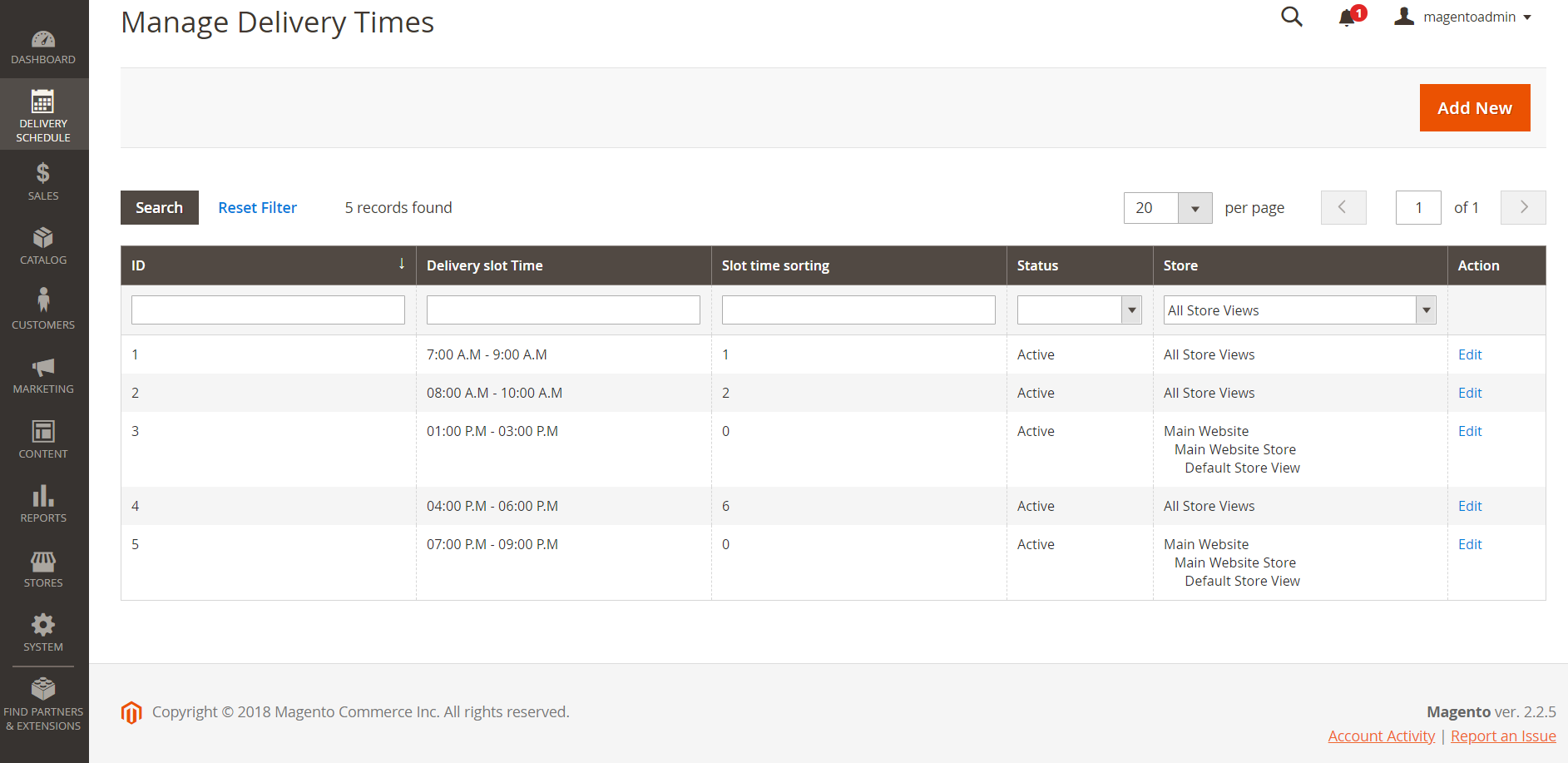 Different time ranges to delivery for Magento 2 Advanced Delivery Schedule